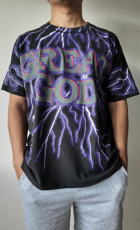 Great God Honor & Glory To The Name Lightning Allover Print Shirt